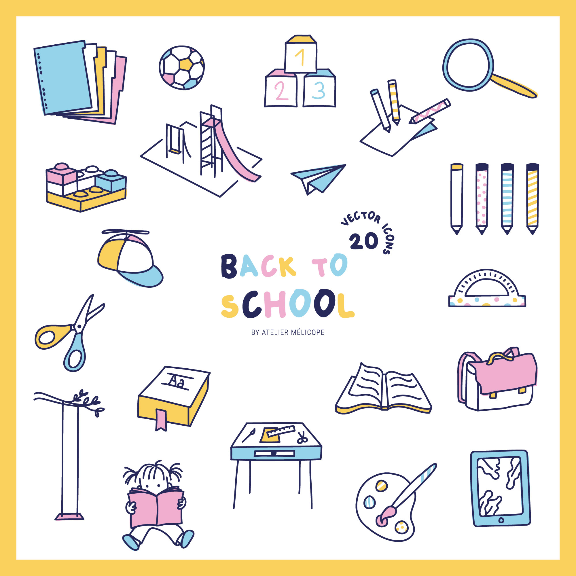 20 icônes sur l'école - 20 education icons "Back to school"